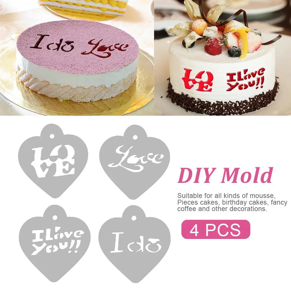 

Valentine's Day Party Cake Decoration Silicone Mold Love You English Letters Pattern Spraying Mold DIY Cake Baking Spraying Mold