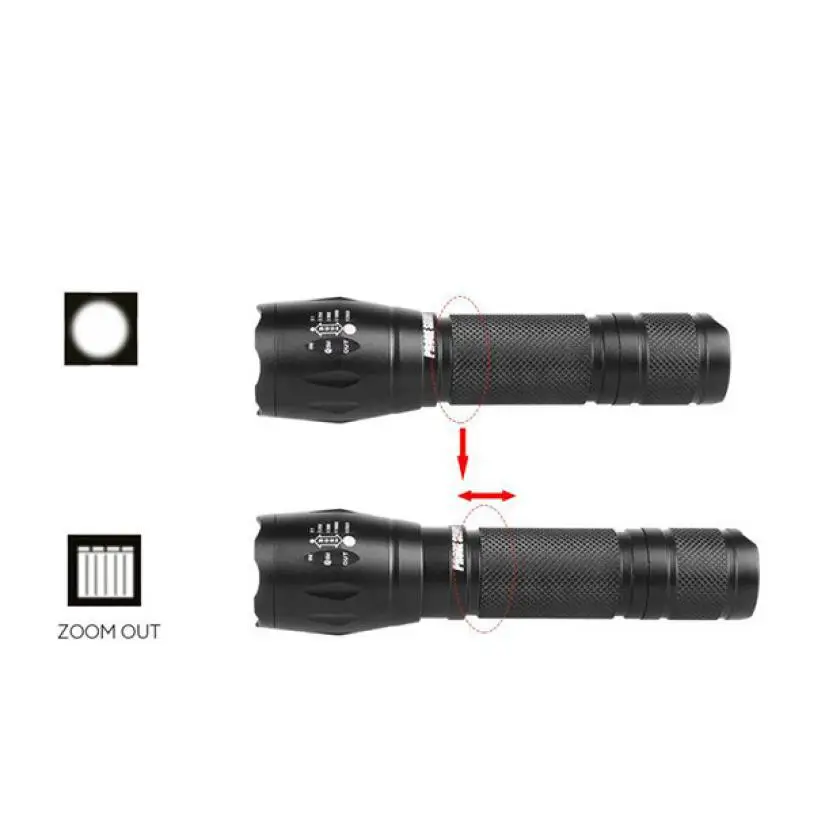 Тактический Полицейский 5000LM фонарик 18650 зум XM-L T6 светодиодный 5 режимов фонарик Алюминий фонарь DE27
