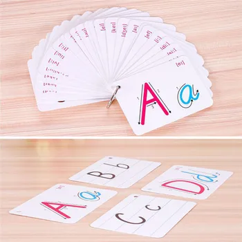 

26 Letter English Flash Card Kid Gift With Buckle Handwritten Montessori Early Development Learning Educational Toy For Children