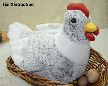 

high quality goods large 30x29cm gray hen plush toy lovely chicken soft doll birthday gift s0074