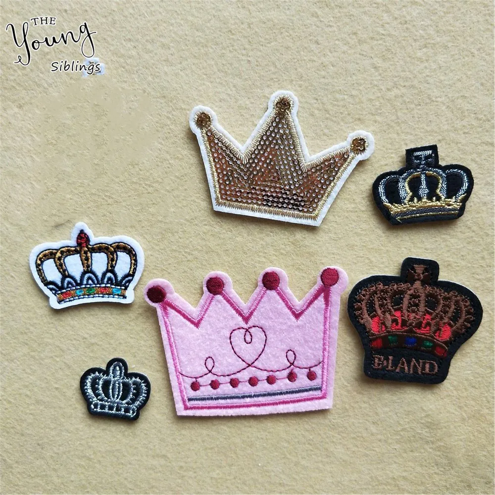 

High quality Sequins Crown Hot melt adhesive Patches For Clothes iron on Stickers Cartoon badge DIY applications for Accessories