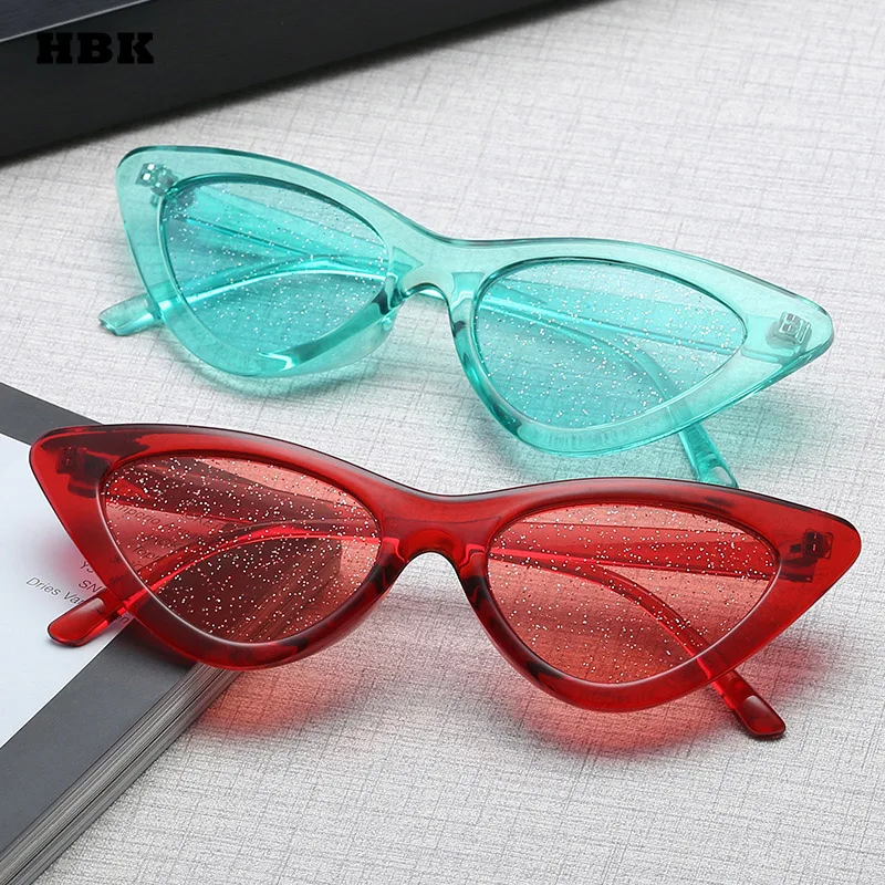 HBK новые модные кошачий глаз Цвет солнцезащитные очки для Для женщин UV400 Пластик Clear Frame Мода оригинальный изысканный уникальный женский