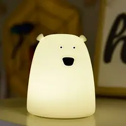 Светодиодный USB силиконовые медведь ночные огни 7 цветов Изменение Премиум прикроватный свет лампы ребенка милые животные мультфильм