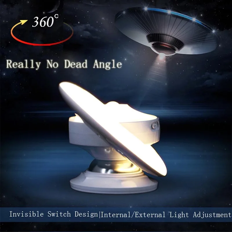 

UFO Motion Sensor LED Night Light 360 Degree Rotating Step Wall Light Lamp for Hallway Closet Bedroom Children Kids Nightlights