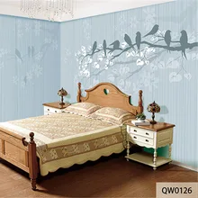 Пользовательские печати DIY ткань и текстильные обои для стен ткань бесшовные обои матовый шелк для постельных принадлежностей гостиная дерево птица