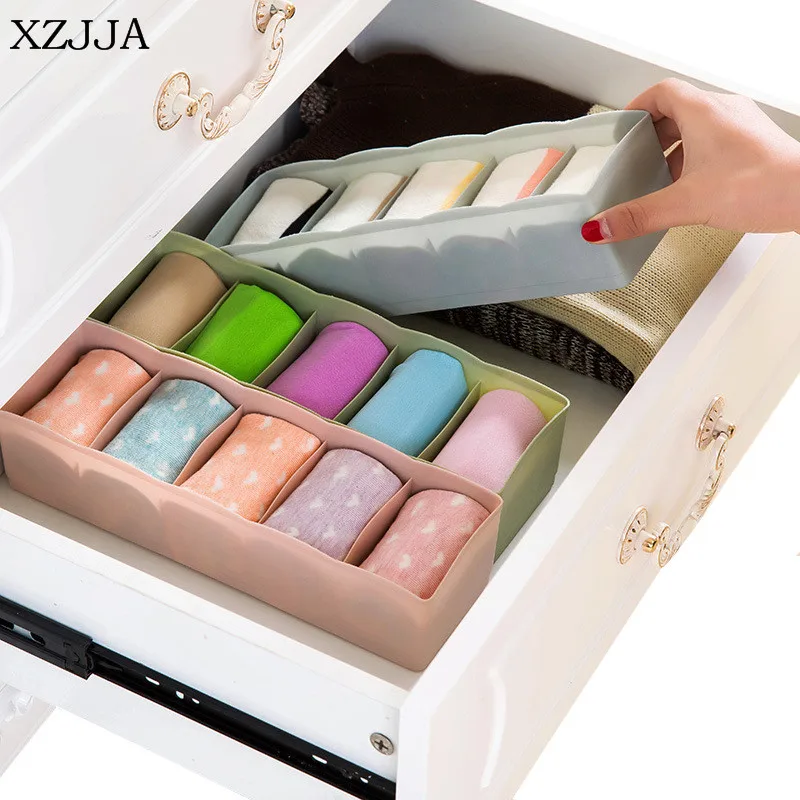 

XZJJA Multi-Functional Drawer Type Storage Box Stacked 5Grid Sock Underwear Tie Organizer Portable Desktop Sundries Storage Box