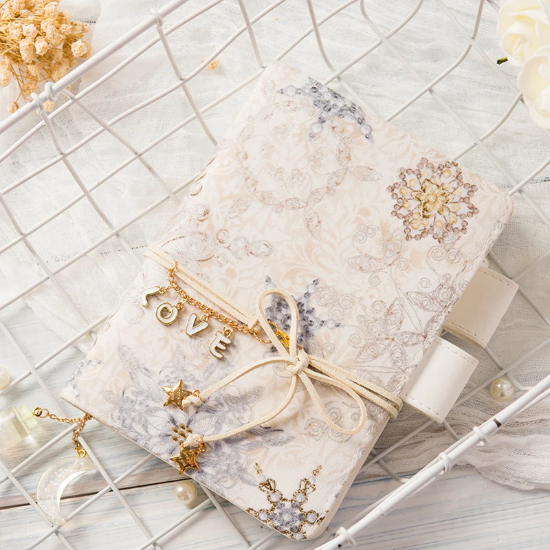 

Ice and Snow World Series Vintage Style beautiful printing Notebook Love bandage Stationery cloth Tassels Diary Notepad Gift A6