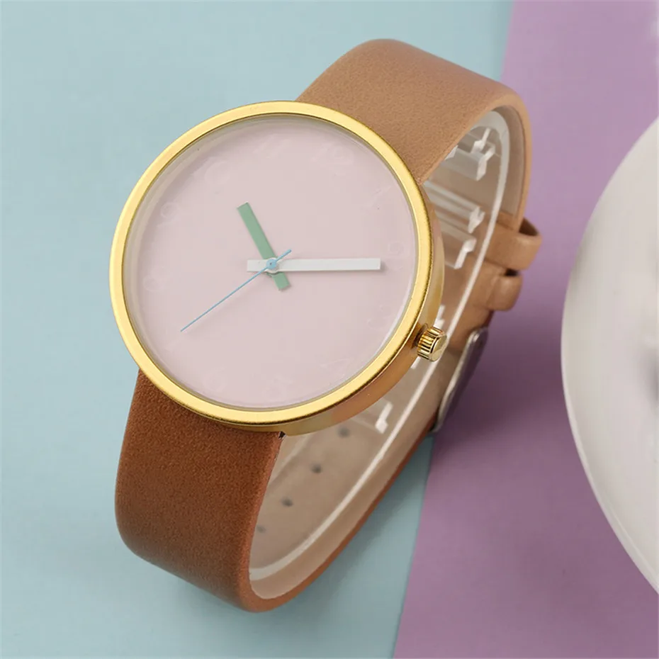 Fashion Genuine Leather Women Quartz Watch Simple Ladies Dress Watches Girls Wristwatches Creative Clock Gift Relojes Mujer      (21)