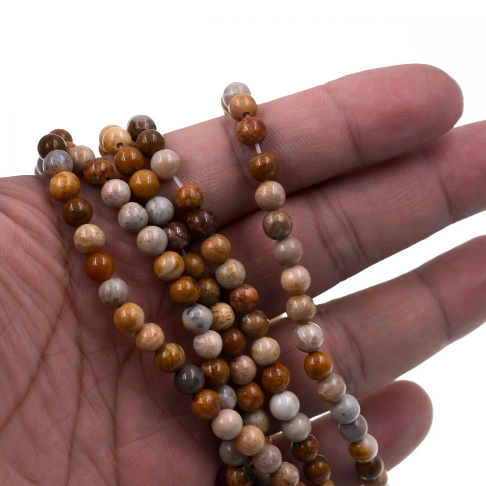 5 нитей круглые 6 мм ископаемые коралловые бусины натуральный камень|beads natural