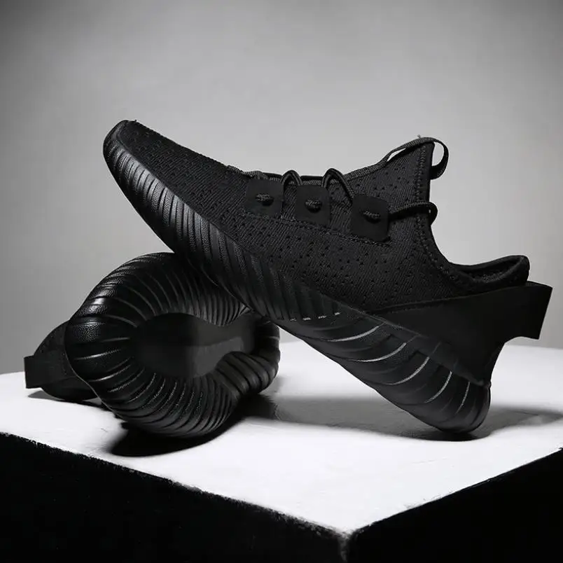 

Zanvllchy High Quality Men's Flyknit Black Sneakers Shoes Breathable Mesh White Casual Shoes Light Ultra Boost Male Shoes Y 350