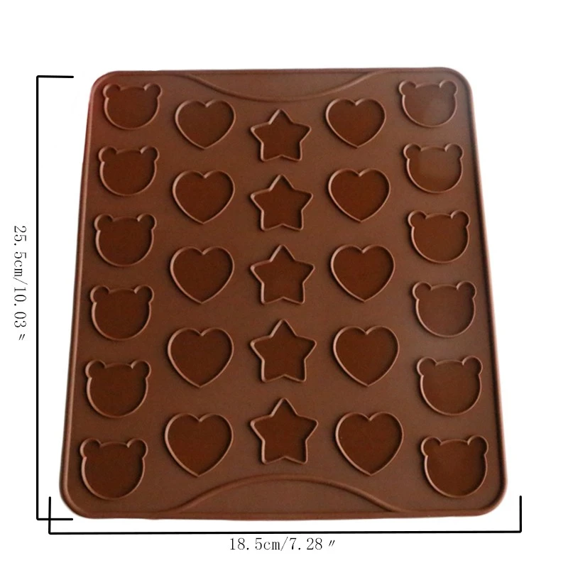 Aomily 3 Shape Baking Mat Heart Stars Bear Lovely Macaroon Mat Pastry Oven Pasta Tool Baking Sheet Tray Liner Cake Pad