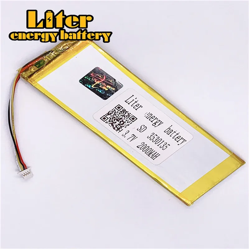 Вилка 1,0-4 P на заказ 3,7 V 3530135 2000 mah литий-полимерная батарея