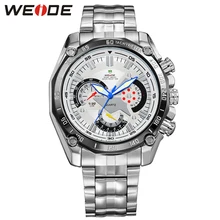 WEIDE Brand The Best Sell Men Sport Watch Japan Quartz Movement 3ATM Water Resistant White Dial With Stainless Steel Strap 1011
