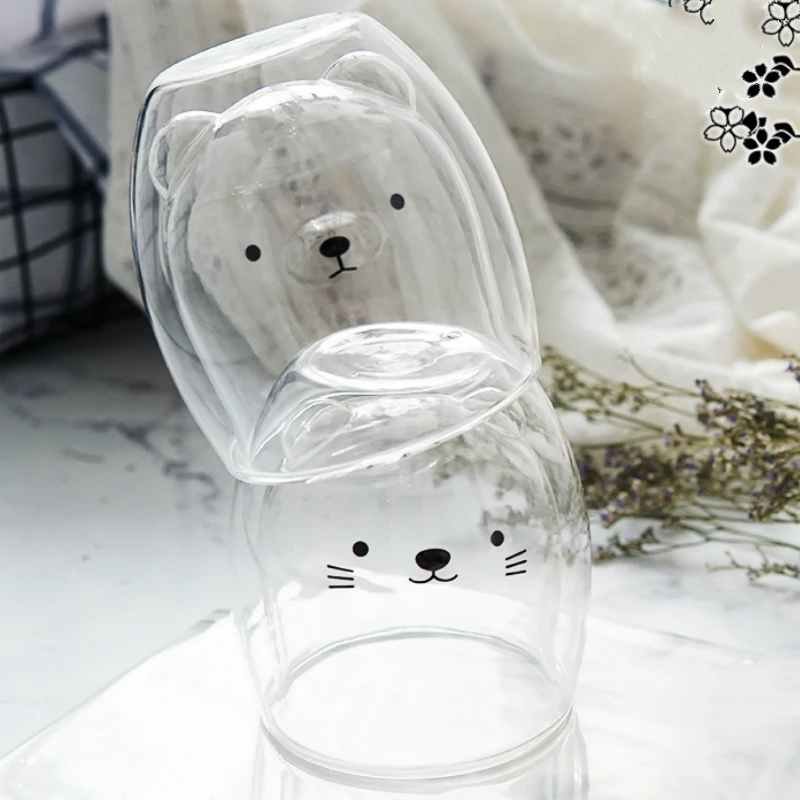 Double Wall Glass Cups and Mugs Coffee Cup Cute Animals Tumbler Handmade Cat Mug for Starbucks Line Kids Girls Drop Shipping Double Wall Glass Cups and Mugs Coffee Cup Cute Animals Tumbler Handmade Cat Mug for Starbucks Line Kids Girls Drop Shipping