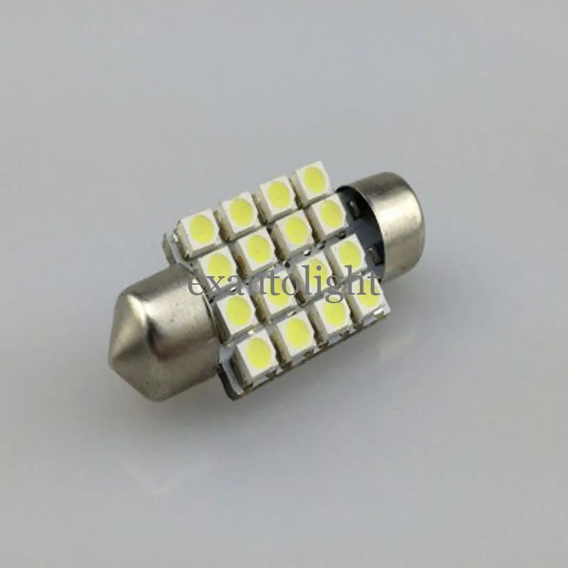 100pcs White LED Car Festoon 31mm 36mm 39mm 41mm C5W C3W C10W 16SMD 3528 Wedge Interior Dome Number Door Light Lamp | Автомобили и