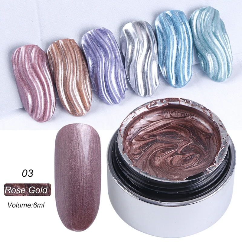 rose gold 6 мл Лак для рисования проволокой гель лак для нейл-арта металлический зеркальный гель для ногтей - Цвет: rose gold