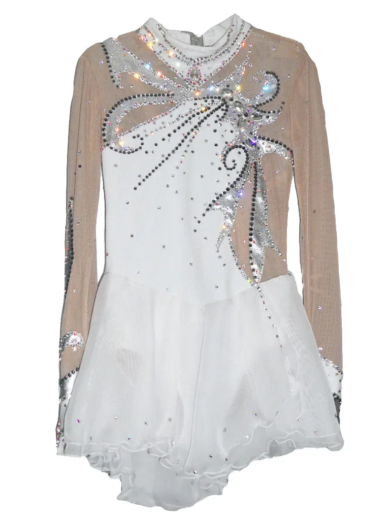 

Free shippingWhiteCUSTOM MADE TO FIT FIGURE ICE SKATING/ DANCING/ BATON TWIRLING COSTUMESD378