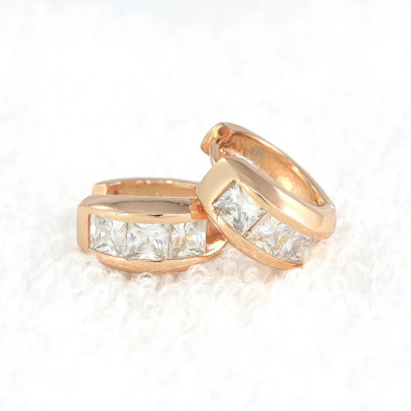 Серьги кольца женские маленькие золотистые с фианитами E1934|hoop earrings for women|fashion hoop