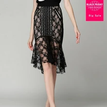 Летняя новая Европейская станция Лоскутная рыбий хвост юбка кружевная, с цветочным узором и ручкой с прорезями просматривающееся Высокая талия рыбий хвост юбка L304
