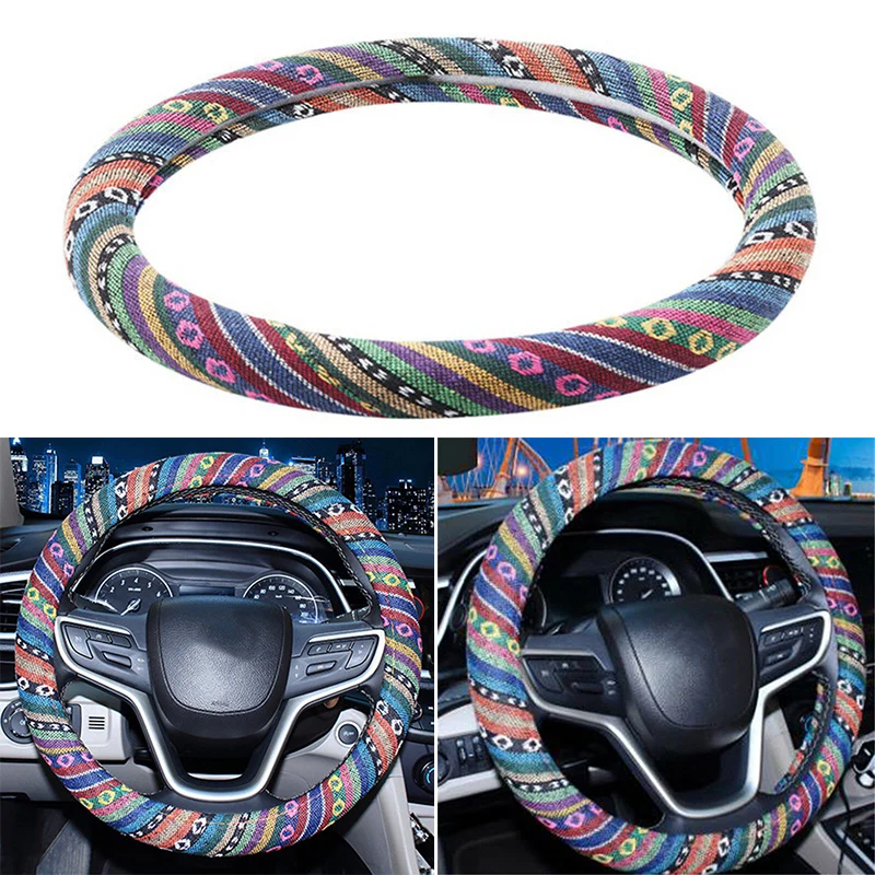 

National Style Flax Universal Automotive Car Steering Wheel Cover 38cm/15inch