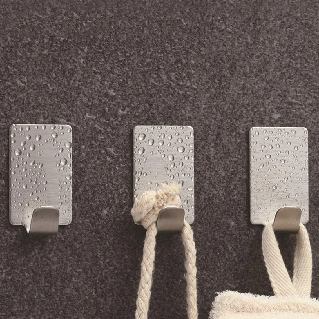 

6PCS Summer Hot Sale Home Shower Room Stainless Steel Self Adhesive Stick Wall Hook Hanger Bathroom Kitchen Door Hook