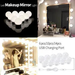 Светодиодный светильник Miror USB для ванной лампа шкафа с зеркалом светодиодный группа ламп Голливуд макияж туалетный столик светодиодный
