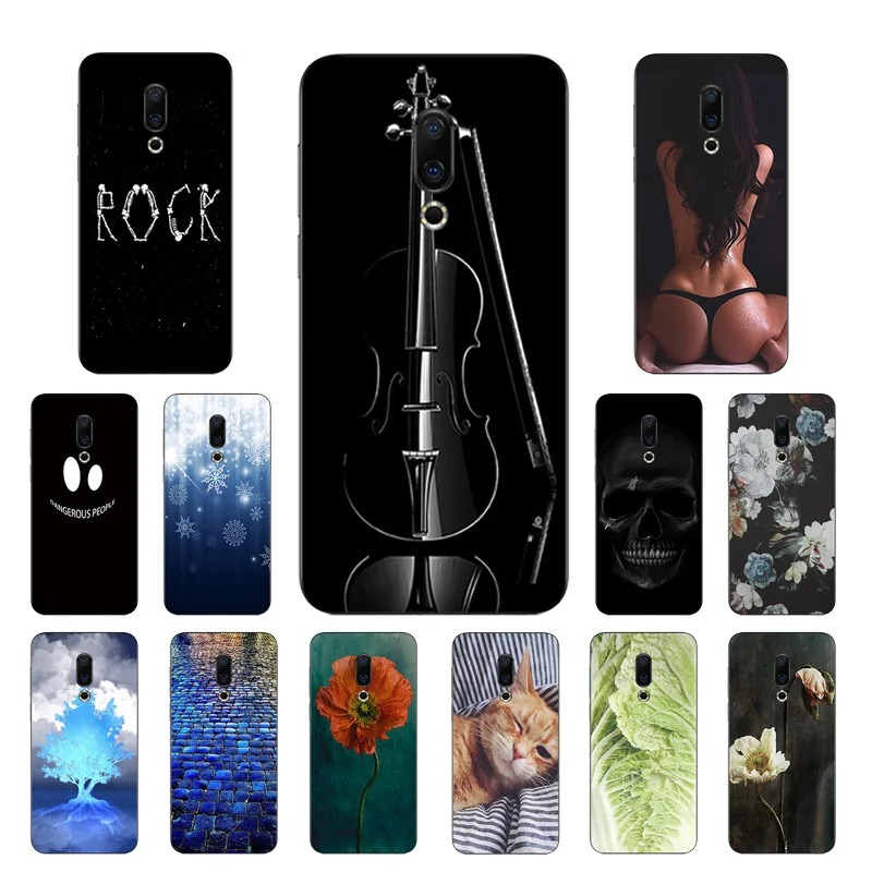 

Coque for Meizu 16th M882Q Black Back Matte Cover 6.0 inch for Meizu 16 Slim Phone Case Transparent TPU Piano Printing Capa