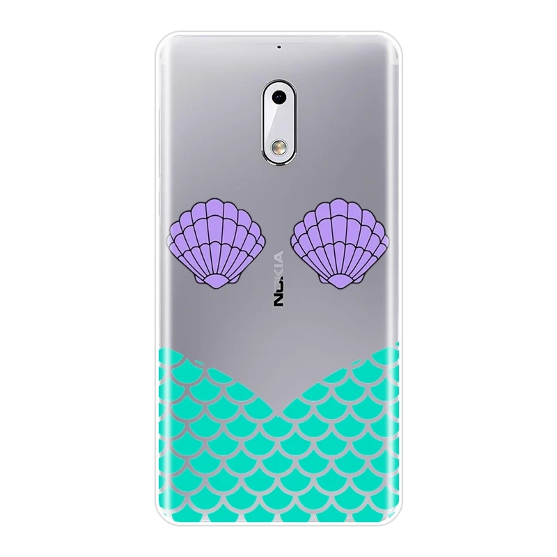 ТПУ задняя крышка для Nokia 7 Plus X6 Mermaids Girl Fish Pineapple Flower Wave силиконовый мягкий чехол