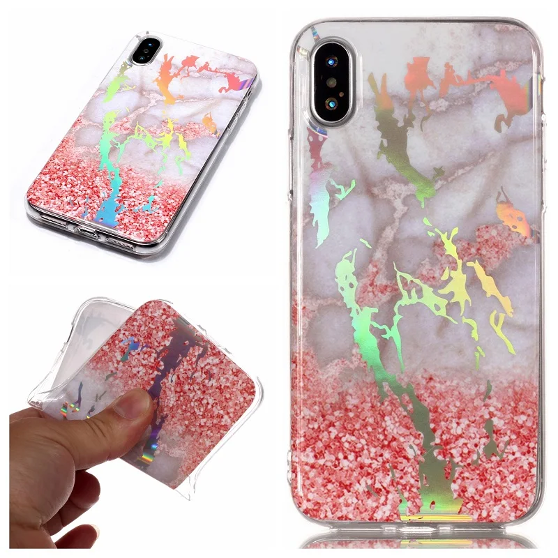 For iphone 5s 5 SE 6 6s 8 678 plus X Granite Scrub Laser IMD Marble Stone image Painted Silicone Phone Case For iphone 7 cases (10)