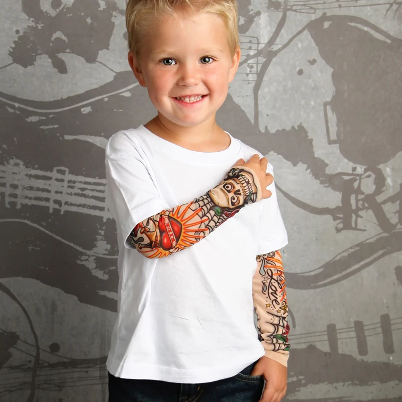 Tattoo Sleeves Kids Summer Arm Sun Protection Sleeve Boys Girls Hip Hop Sport Sleeves Arms kids tattoo sleeves