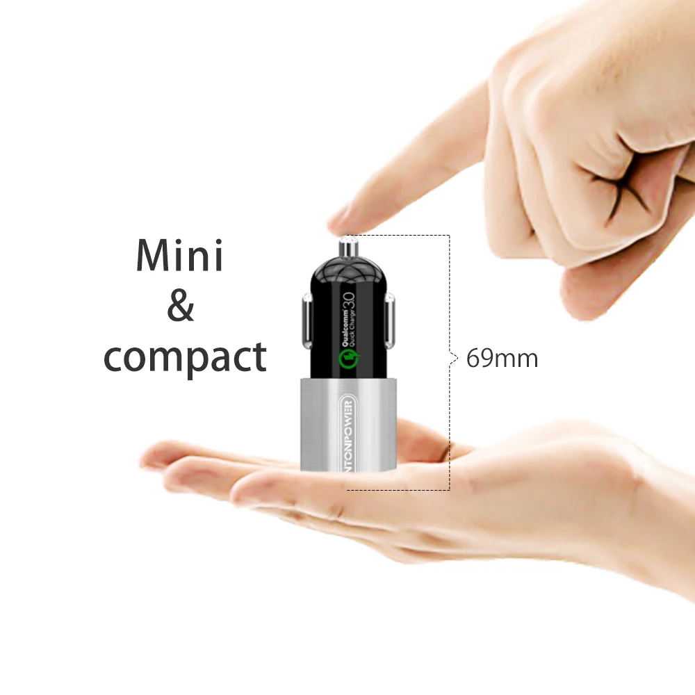 NTONPOWER Mini Quick Charge 3.0 USB Car-Charger For Xiaomi mi 9 Huawei P30 Pro QC3.0 Fast Typr-C PD Car Charging Phone Charger