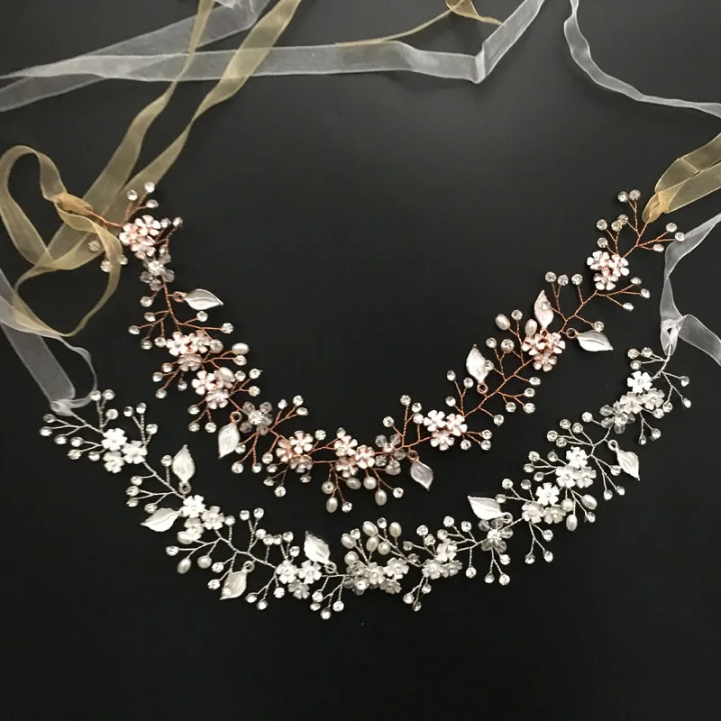 Свадебные аксессуары для волос SLBRIDAL свадебные из розового золота с кристаллами