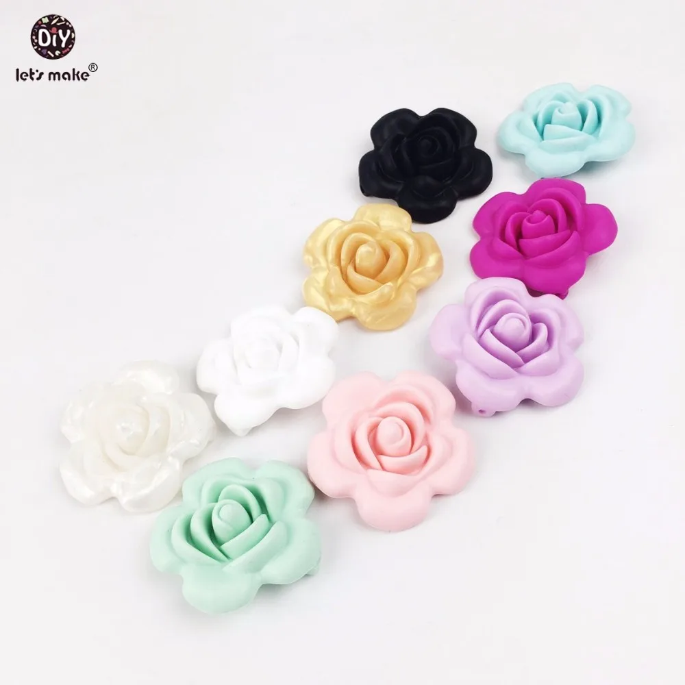 Pulseira de Silicone em Forma de Flor Vamos Fazer Silicone Mordedor Dentição Artesanal Colar Sensorial Brinquedo Faça Você Mesmo 10pcs Bpa Livre 7 de Silicone Em Forma de Flor Colar