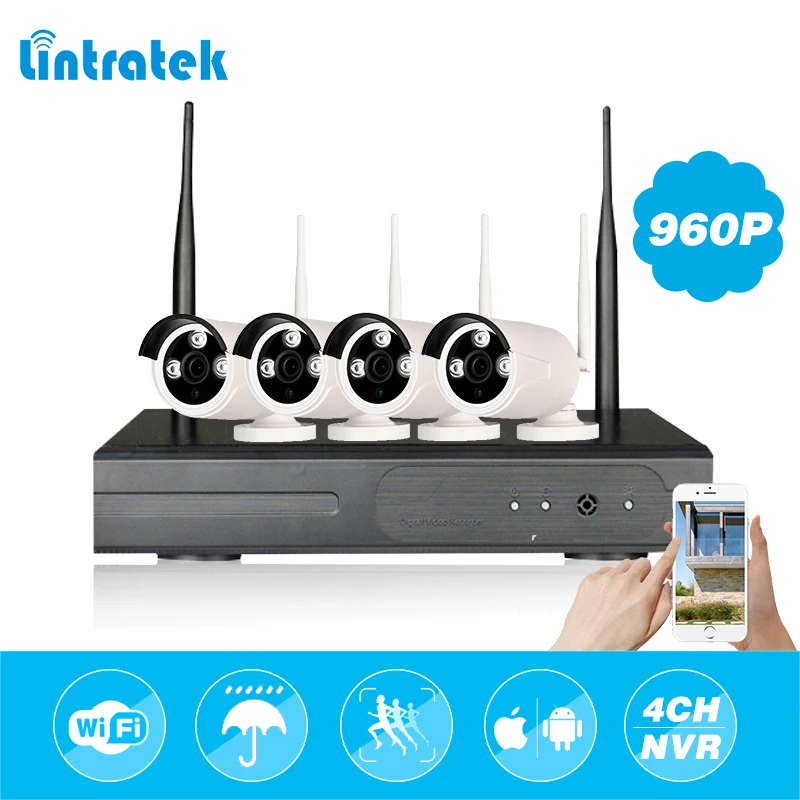 

lintratek 960P 4CH HDMI NVR Kit CCTV Surveilance Cameras Wifi IP65 Waterproof Outdoor CCTV Home Security Camera Bullet Monitor