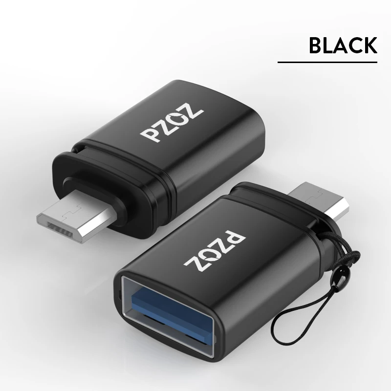 PZOZ otg адаптер micro usb к usb 2,0 конвертер usb-otg micro-usb microusb otg для samsung xiaomi android Tablet мобильного телефона - Цвет: Black