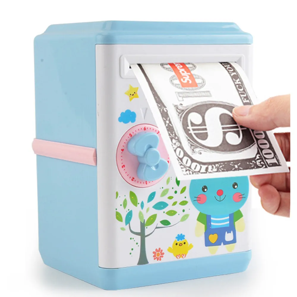 

Children's Savings Bank Toy Personal ATM Cash Coin Money Savings Bank Automatic Roll Money Simulation Mechanical Lock Smart Toy