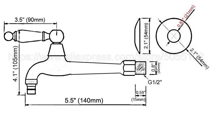 Antique Red Copper Washing Machine Faucet Outdoor Faucet Garden Bibcock Tap Bathroom Washing Machine Water faucet zav326