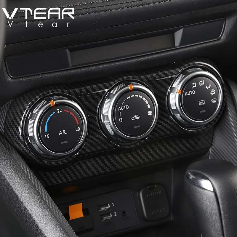 Vtear для Mazda CX-3 CX3 аксессуары для кондиционера ручка управления панель накладка ABS хром углеродное волокно интерьер