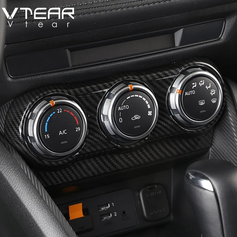 Us 11 38 31 Off Vtear For Mazda Cx 3 Cx3 2018 2019 Accessories Air Conditioning Control Knob Panel Trim Cover Abs Chrome Carbon Fiber Interior In