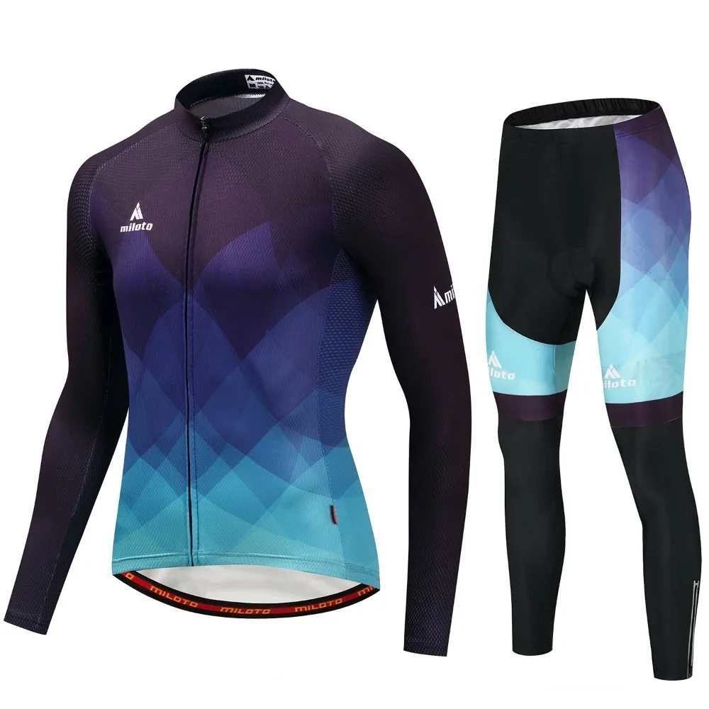 MILOTO термальная флисовая велосипедная форма мужские брюки горные MTB Униформа куртка Спортивный костюм велосипедная одежда гель - Цвет: 1