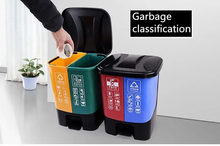 20 л большие мусорные баки мусорное ведро с двойной педалью, экологически чистый пластиковый автомобильный мусорный бак, классификация, кухонный мешок для садовых отходов