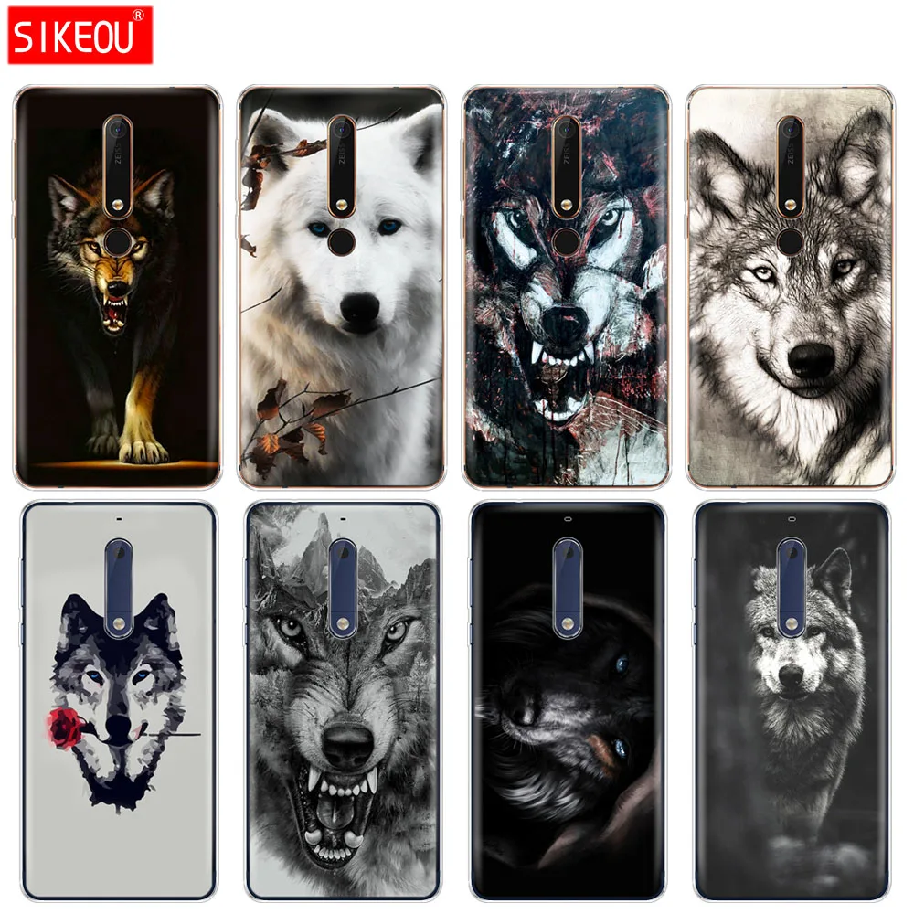 Силиконовый чехол для телефона Nokia 5 3 6 7 PLUS 8 9 /Nokia 1 2 2018 Dark Night Wolf|Бамперы| |
