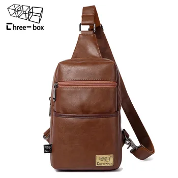 

Three-box Fashion Men's Bags Casual Leather Men's Shoulder Diagonal Bag Zipper Sling Waist Bag Travel