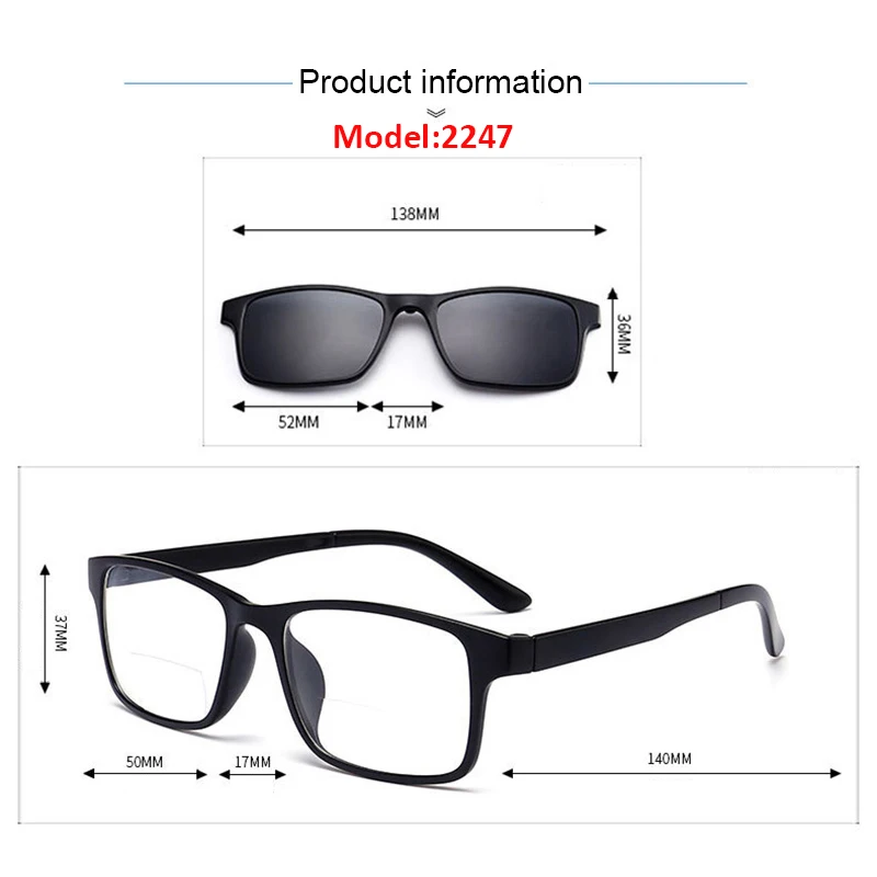 Мужские солнцезащитные очки для чтения на магнитной застежке 1,5, очки для дальнозоркости, мужские Поляризованные магнитные бифокальные очки для чтения