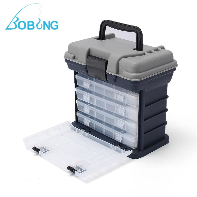 

Bobing 4 Layers 270x170x260mm Fishing Tackle Box Heavy Duty Polypropylene Hand Carried Portable Fishing Lures Storage Case Boxes