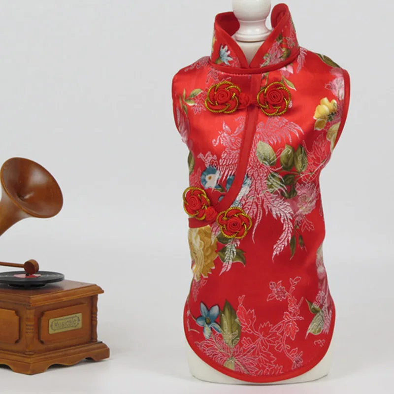 Cheongsam летняя одежда для собак платья для животных для собак юбка китайская собака платье щенок кошка одежда для собак Домашние животные одежда чихуахуа - Цвет: 7