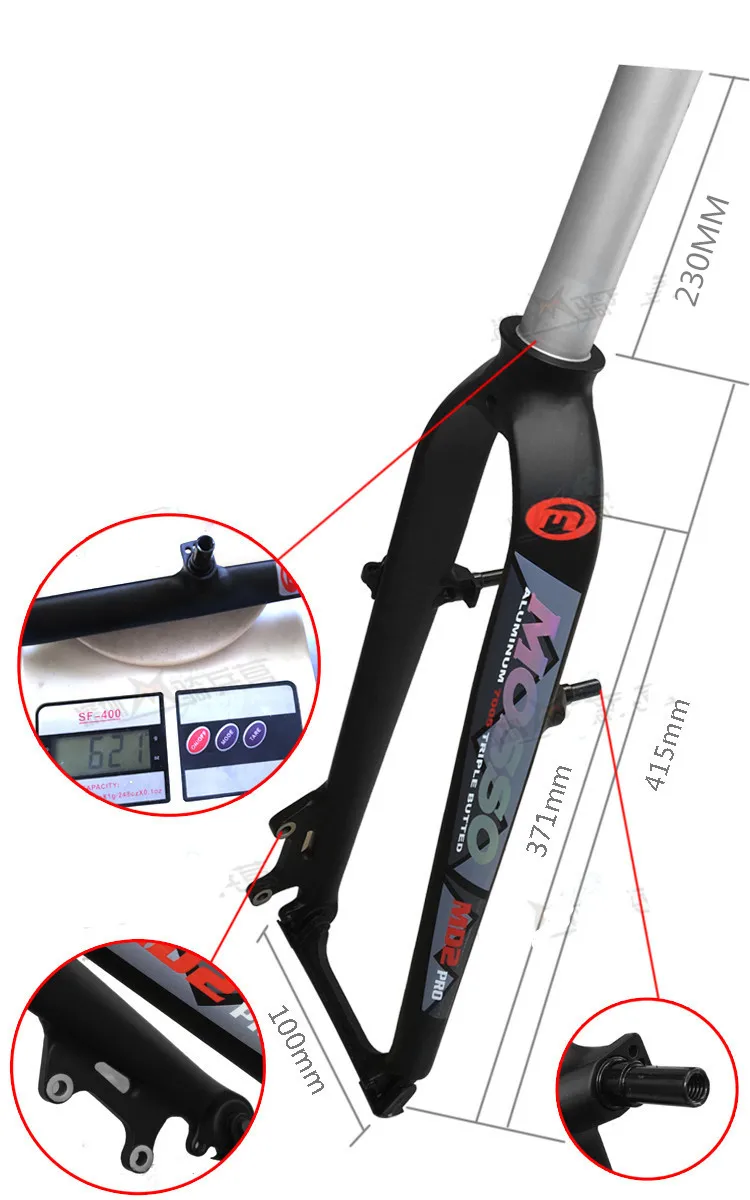 MOSSO mountain Bike Fork 26" Bicycle Fork MTB MD2 Disc Brake +V Brake