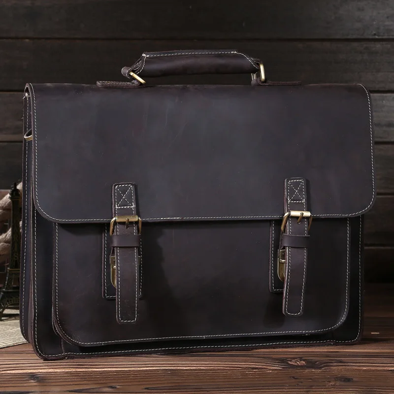 

Retro mad horse leather postman bag leather briefcase single shoulder bag oblique satchel handbag 6912