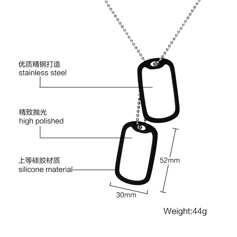 無料カスタム彫刻ステンレス鋼ダブル軍用犬タグネックレスとゴムスペーサー米国軍隊デザイン Necklace With Designer Necklacenecklace Designer Aliexpress