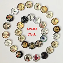100 шт./лот) 12 мм круглые кабошоны с разноцветными часами(смешанные изображения, плоская задняя сторона) стеклянные кабошоны для ювелирных изделий DIY